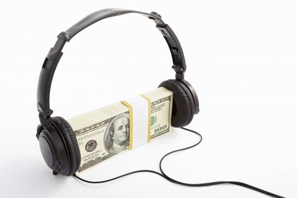 black headphones money dollar bills